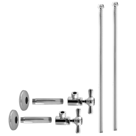 Westbrass Faucet Kit, 1/2" IPS x 3/8" OD x 20" Bullnose in Polished Chrome D103KBNX-26
